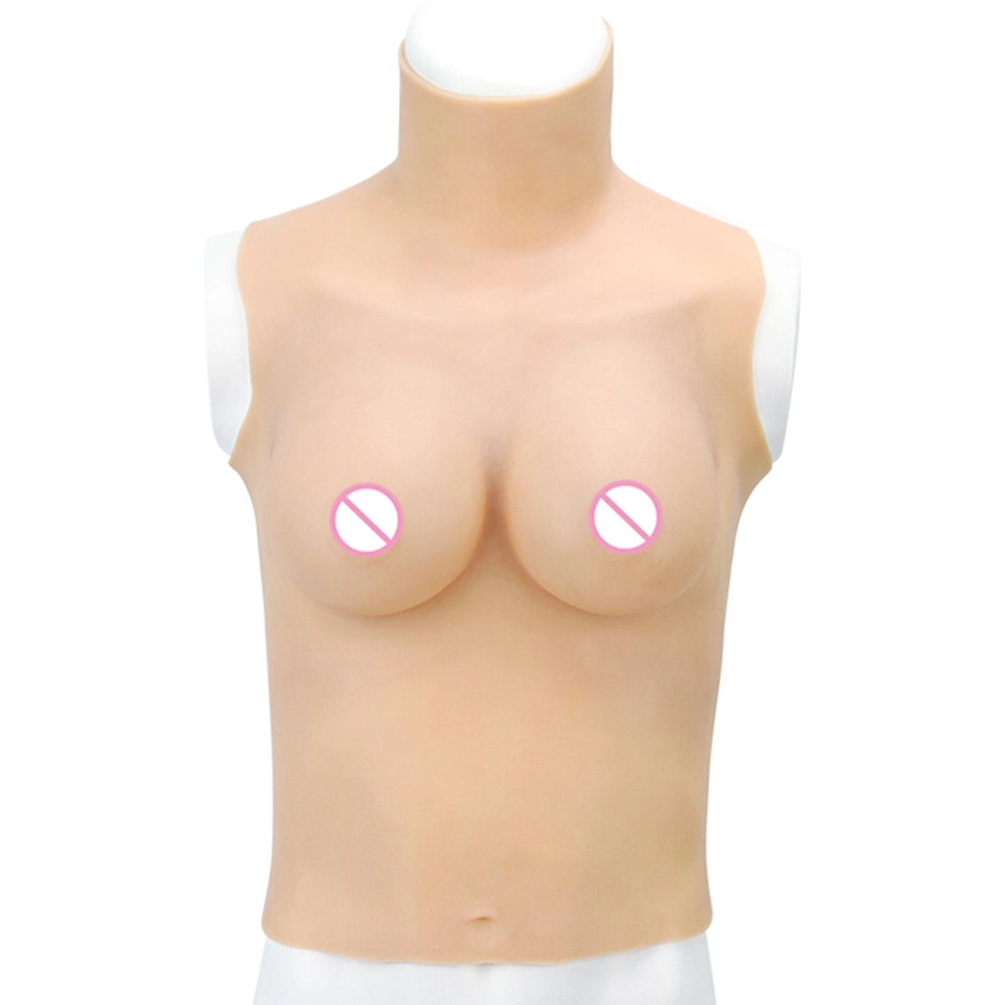 Full collar silicone breastplate on a mannequin